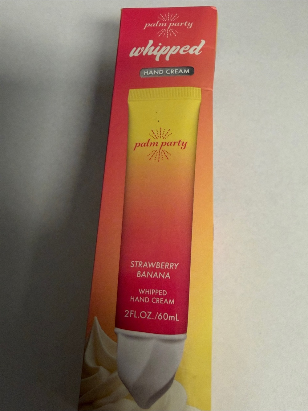 Palm Party Whipped Hand Cream - Strawberry Banana (Yellow/Pink)